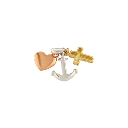 18ct gold Cross, Heart and Anchor pendant