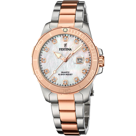 Festina Boyfriend collection mother-of-pearl women's watch steel strap