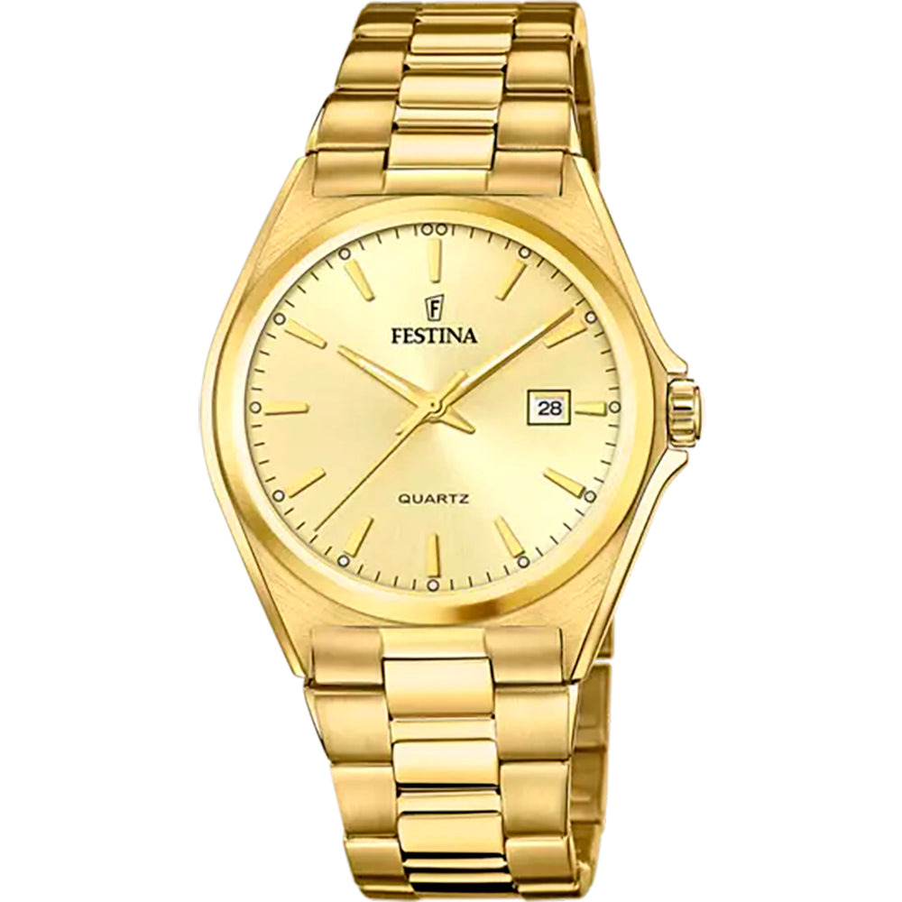 Festina Classic Steel champagne watch steel strap