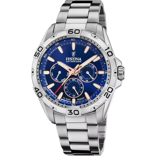 Festina Men Blue stainless steel strap watch