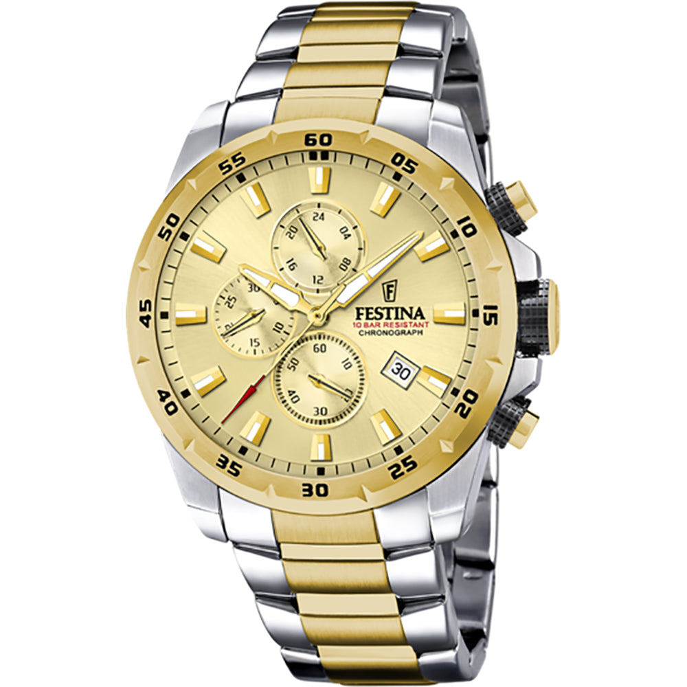 Festina Men Champagne steel strap watch