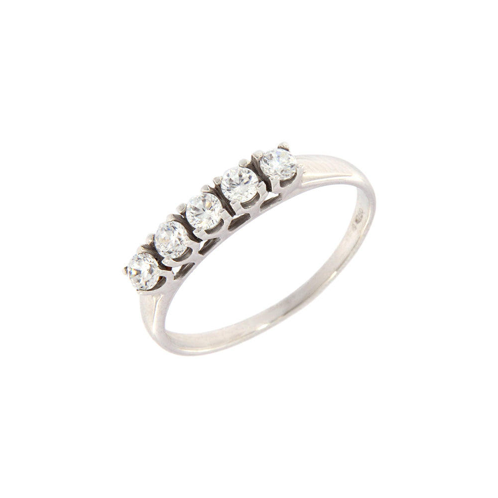 18ct gold White ring 5 stones line