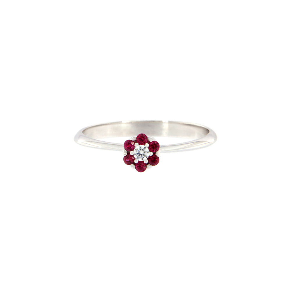 18ct gold Red flower ring