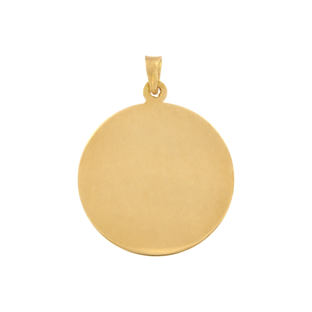 18ct gold Large round plate pendant