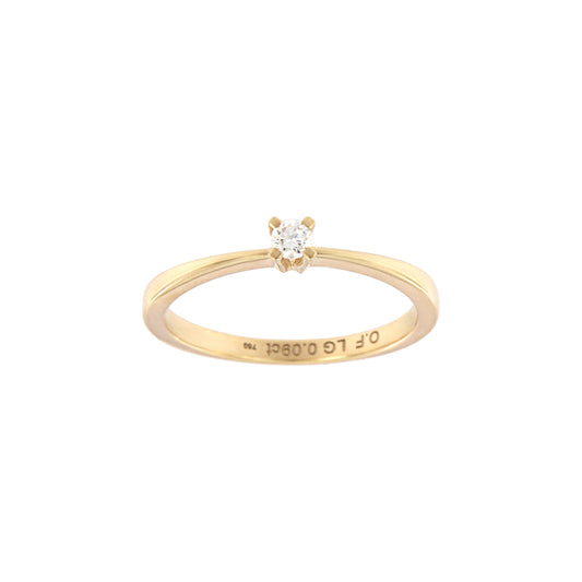 18ct gold L-diamond solitaire ring