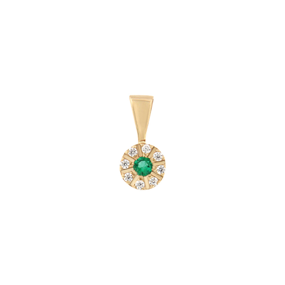 18ct gold Emerald pendant and white stones