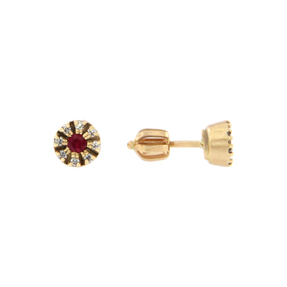 18ct gold Rubi and zirconia stud earrings