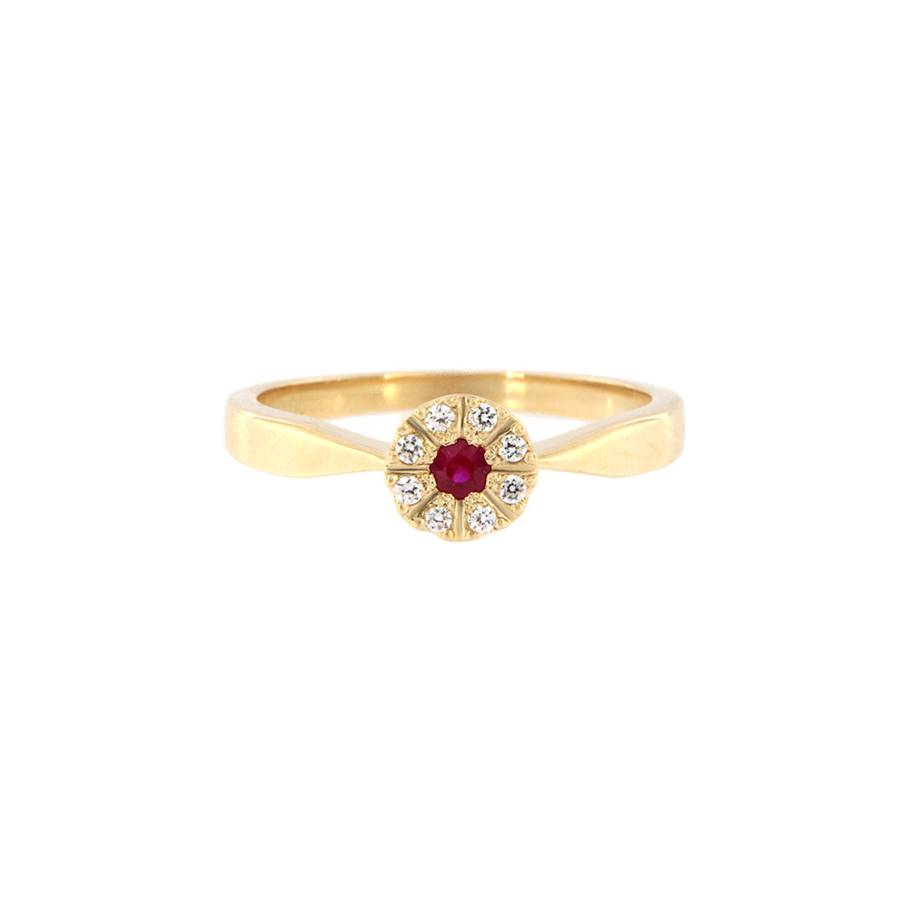 18ct gold Ruby and zircons ring