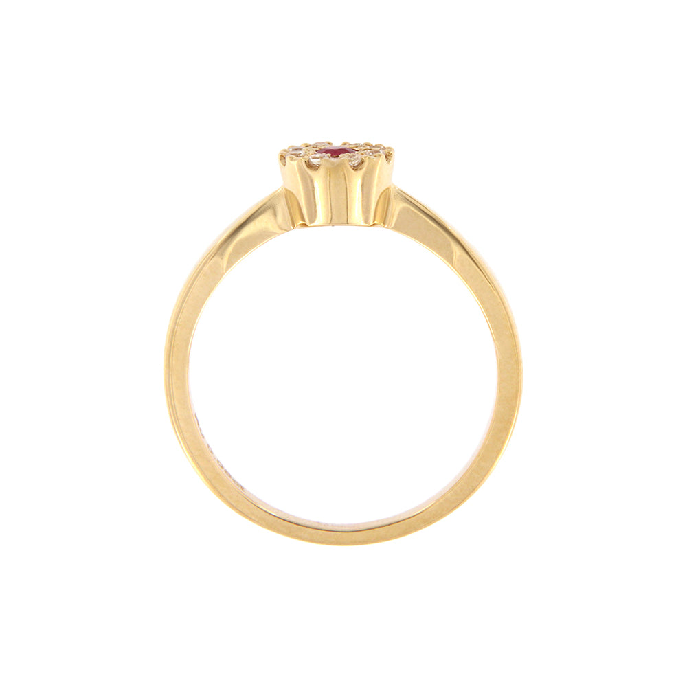 18ct gold Ruby and zircons ring