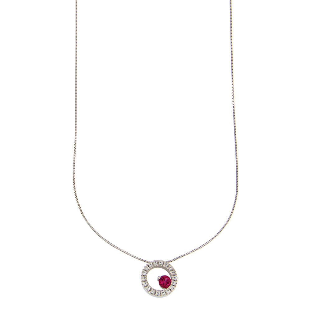 18ct gold White necklace with zirconia pendant