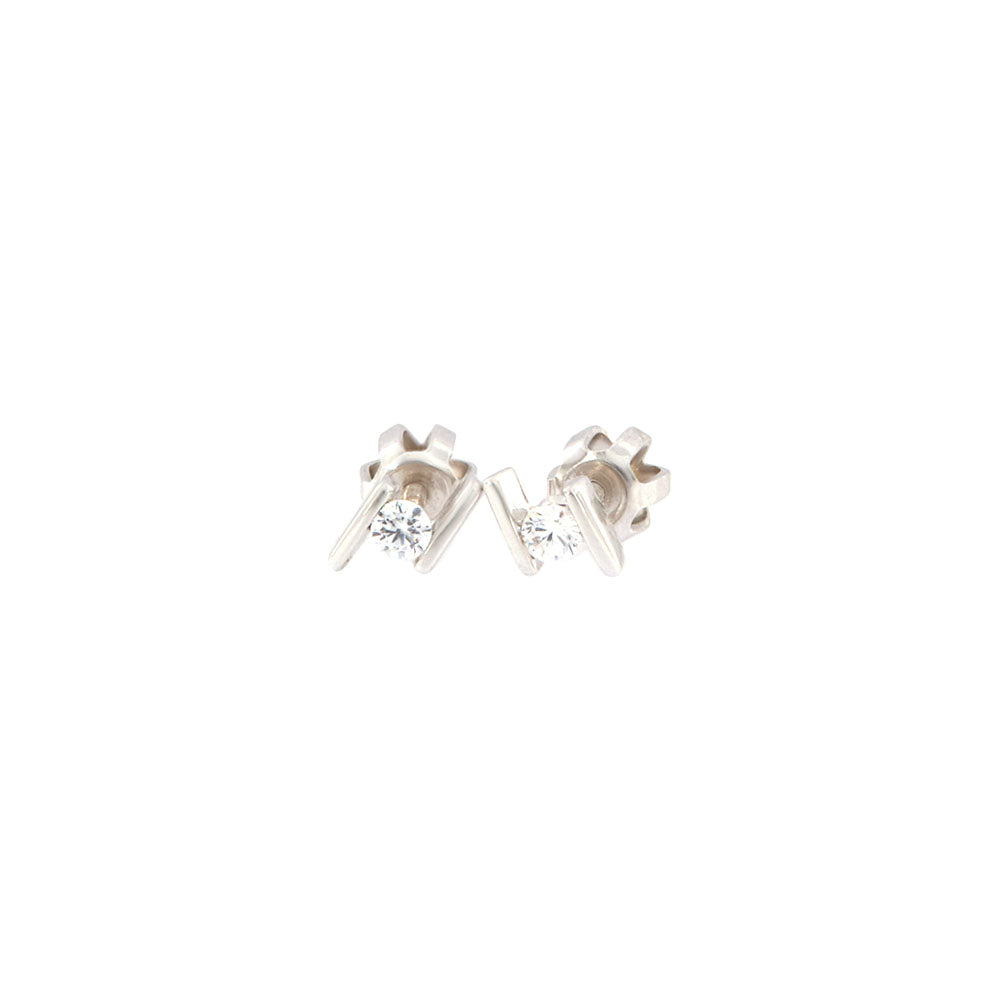 18ct gold White stone stud earrings