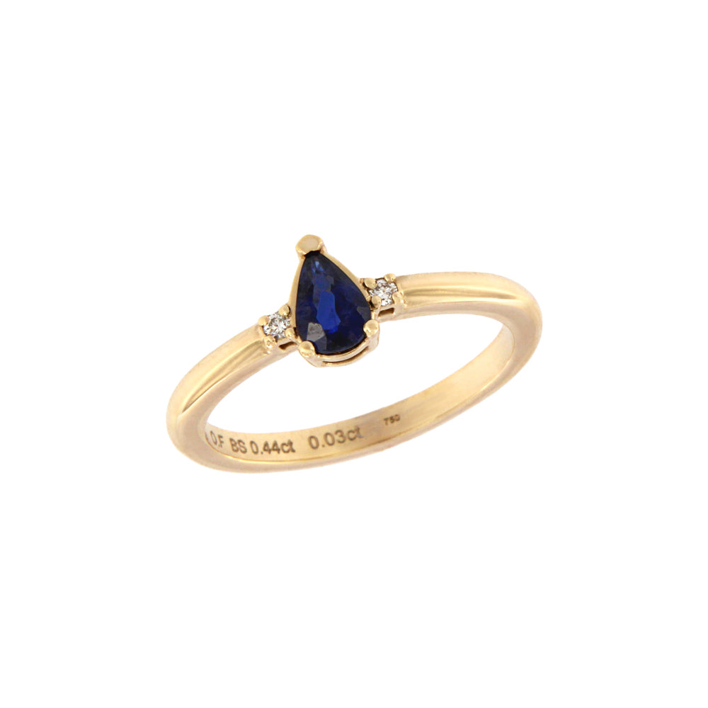 18ct gold Drop sapphire ring and diamonds