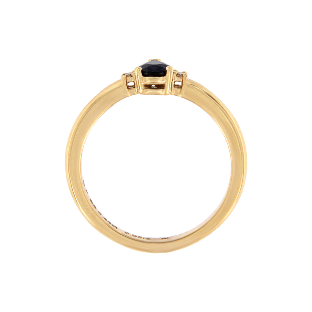 18ct gold Drop sapphire ring and diamonds