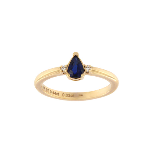 18ct gold Drop sapphire ring and diamonds