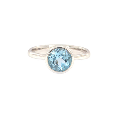 18ct gold WG blue zircon ring