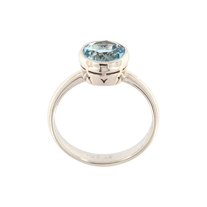 18ct gold WG blue zircon ring