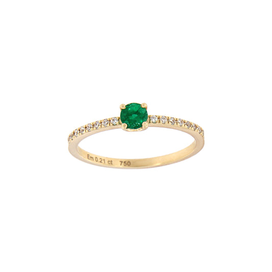 18ct gold Emerald and zircons ring