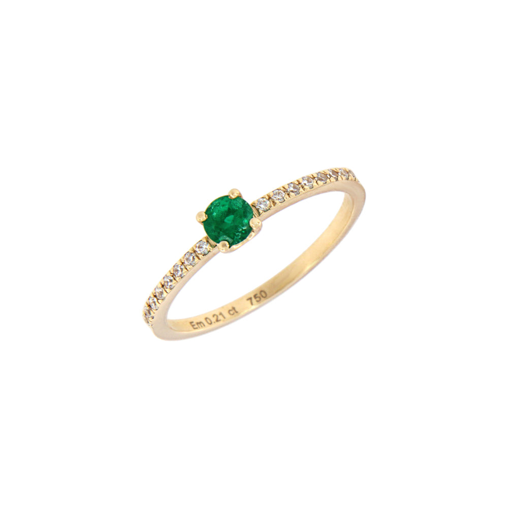 18ct gold Emerald and zircons ring