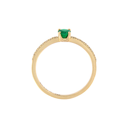 18ct gold Emerald and zircons ring
