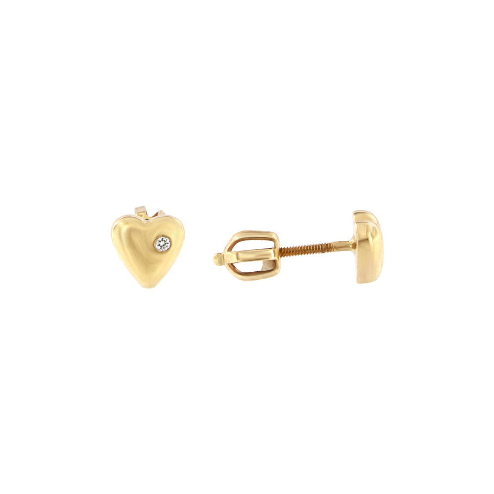 18ct gold Heart with diamonds stud earrings