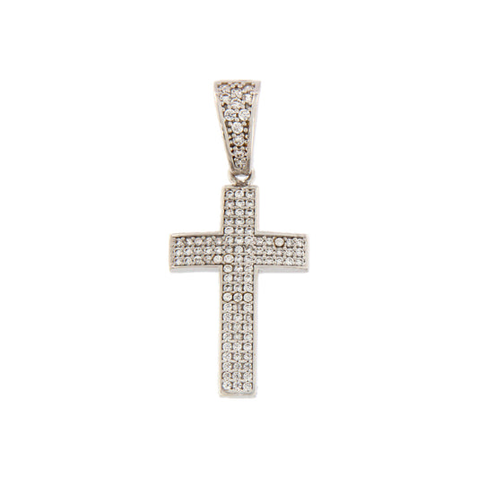 18ct gold White cross pendant with stones