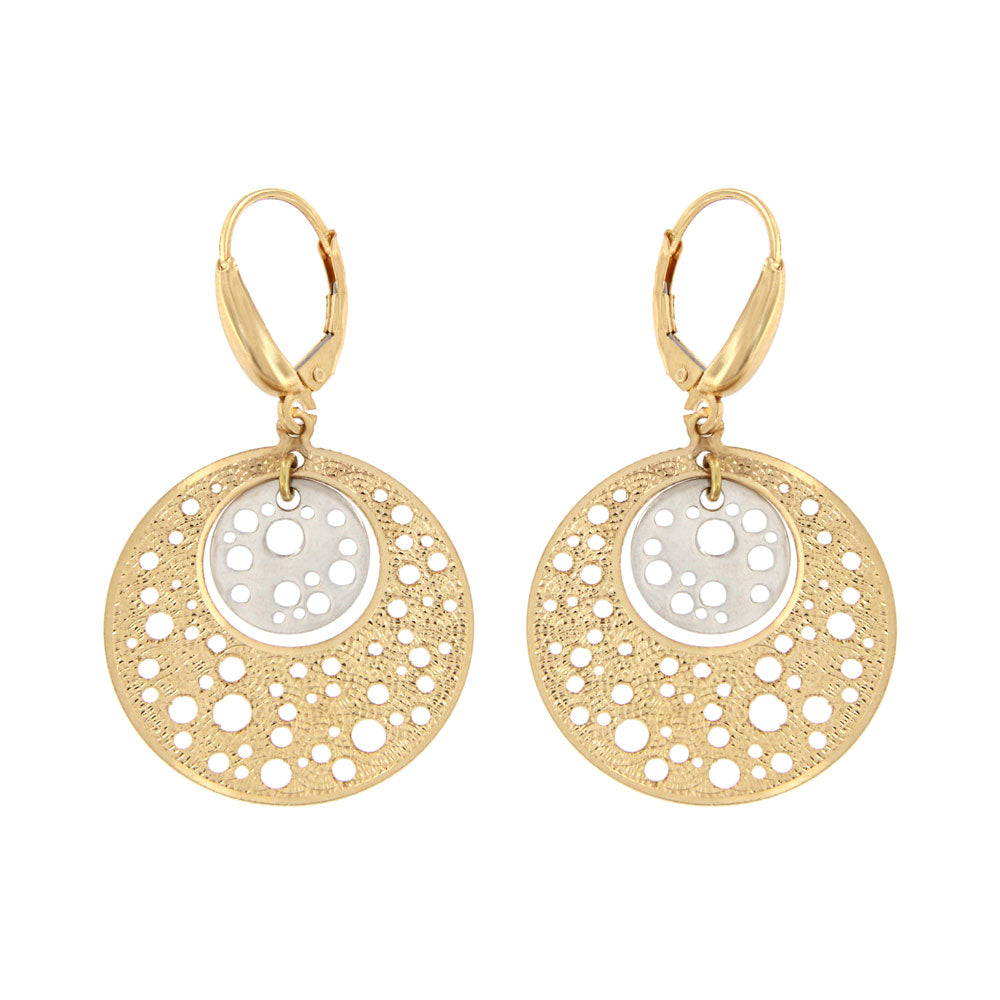 18ct gold Two-tone microfu drop earrings