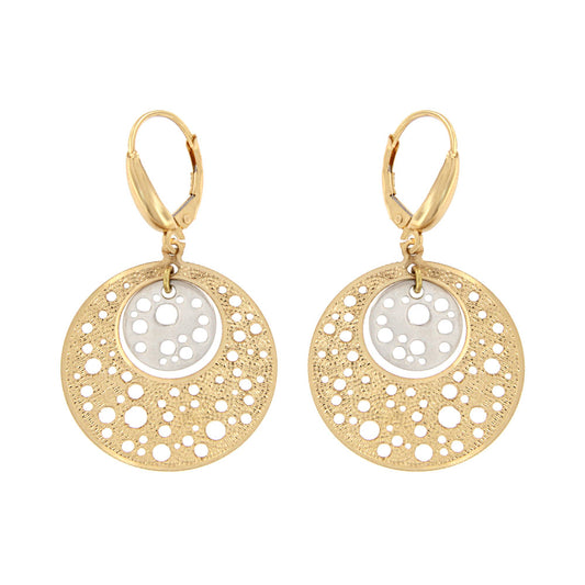 18ct gold Two-tone microfu drop earrings