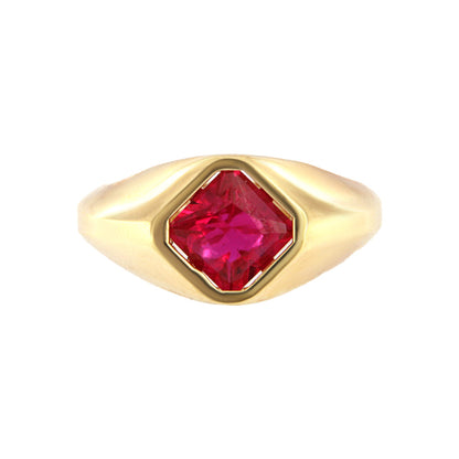 18ct gold Four points fuchsia stone ring