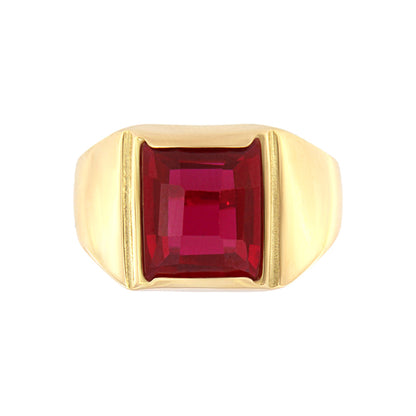 18ct gold Square fuchsia big stone ring