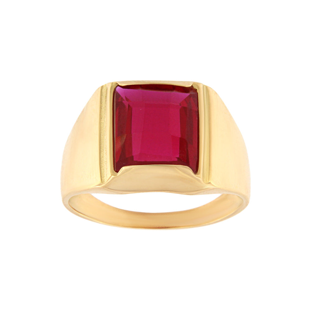 18ct gold Square fuchsia big stone ring