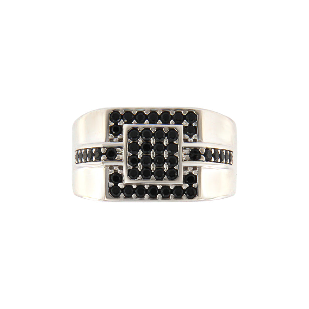 18ct gold Square black stone ring