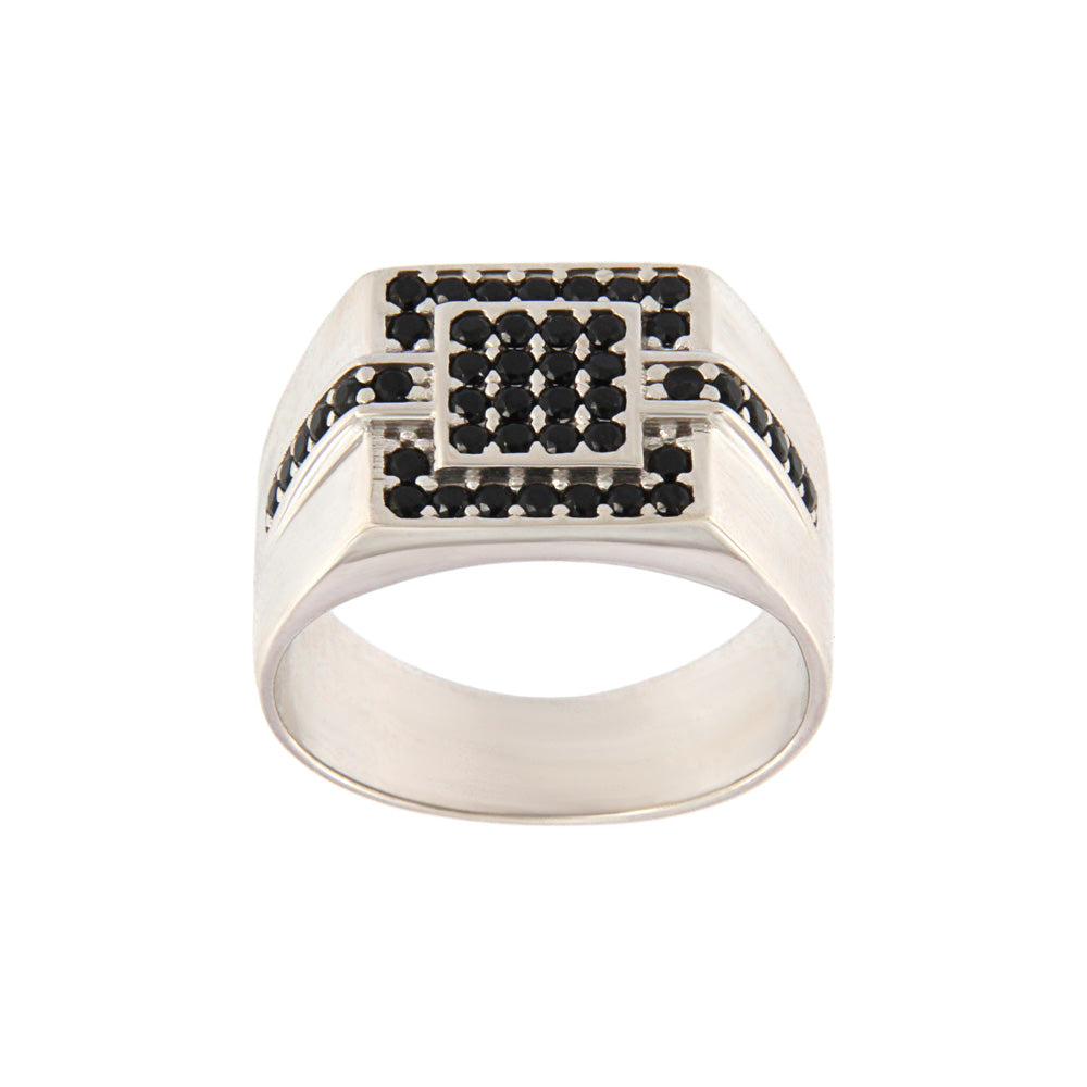 18ct gold Square black stone ring