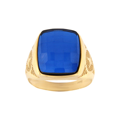 18ct gold Rectangular blue stone ring