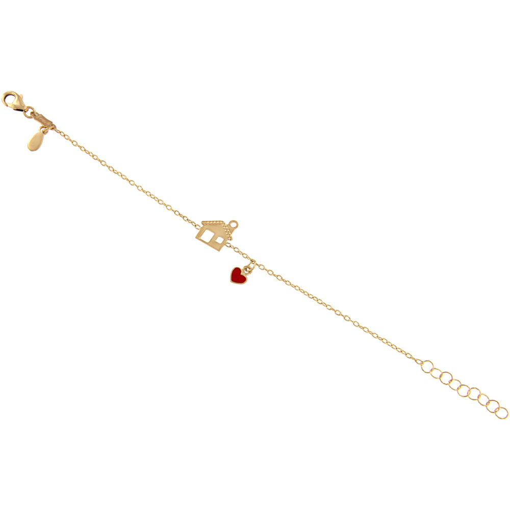 18ct gold House & heart baby bracelet