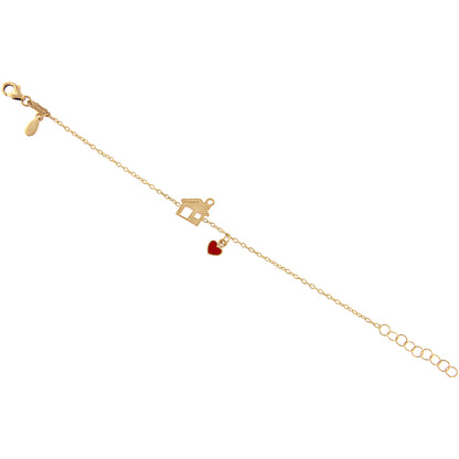 18ct gold House & heart baby bracelet