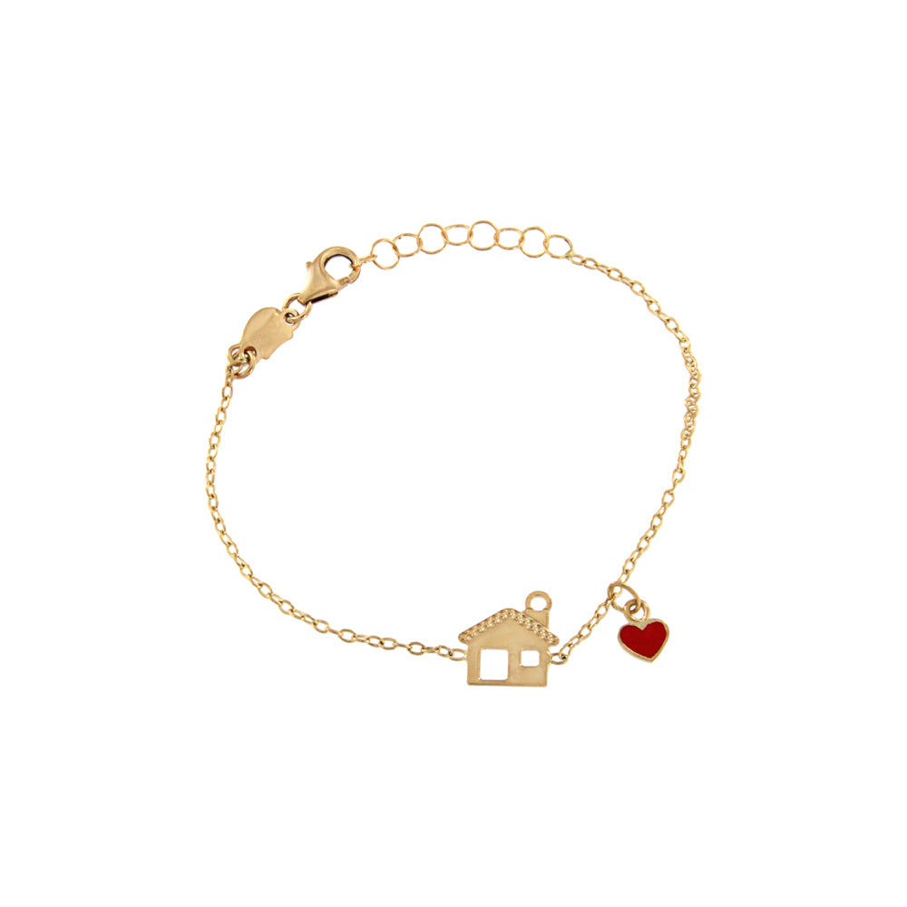 18ct gold House & heart baby bracelet