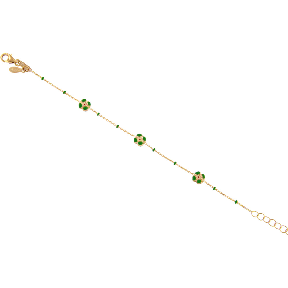 18ct gold Green flowers baby bracelet