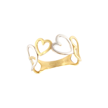 18ct gold Hearts bicolour ring