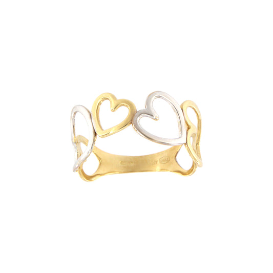 18ct gold Hearts bicolour ring