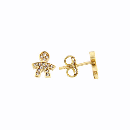 18ct gold White stone doll earrings