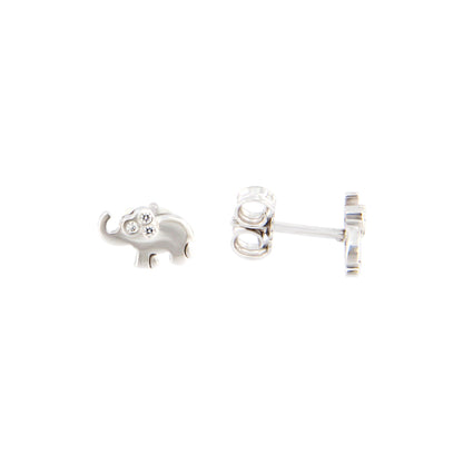 18ct gold White stone elephant earrings