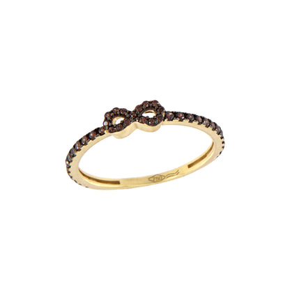 18ct gold Infinite black stones ring