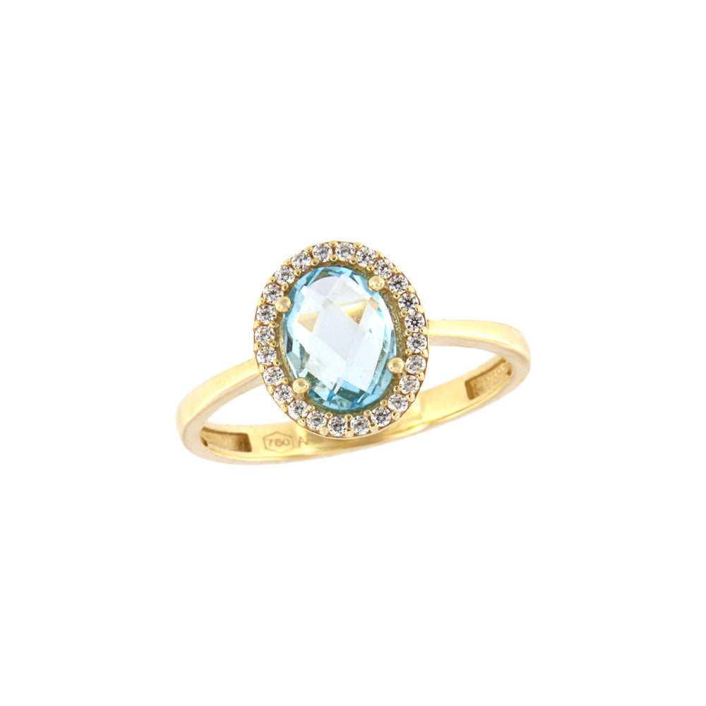 18ct gold Blue stone ring