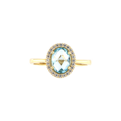 18ct gold Blue stone ring