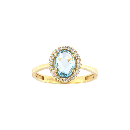 18ct gold Blue stone ring