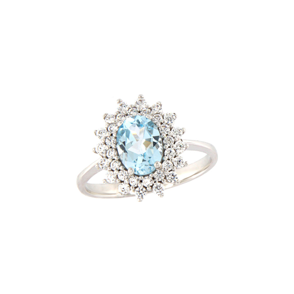 18ct gold Blue stone ring