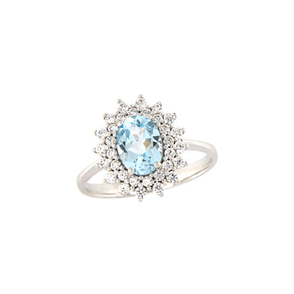 18ct gold Blue stone ring