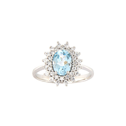 18ct gold Blue stone ring