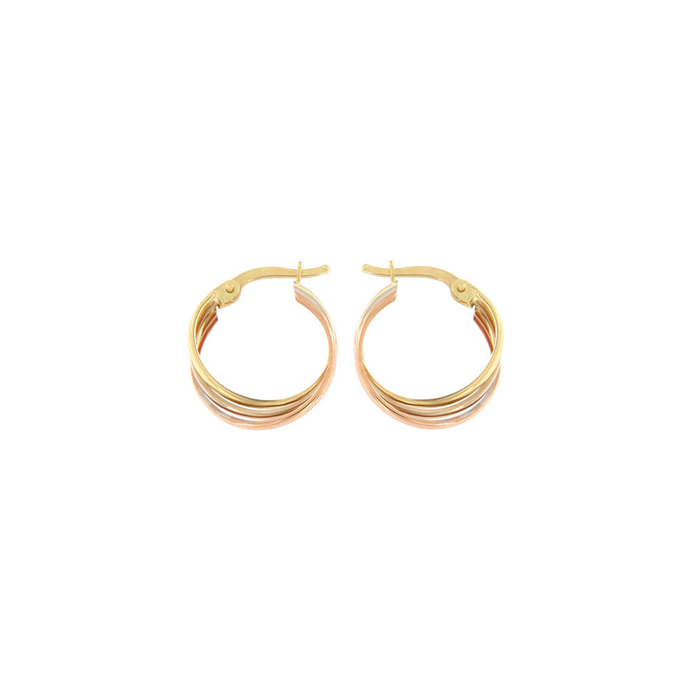 18ct gold Tricolor hoop earrings