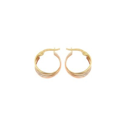 18ct gold Tricolor hoop earrings